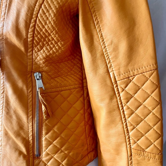 Women's Goldenrod Yellow Biker Jacket S - Picture 3 of 11